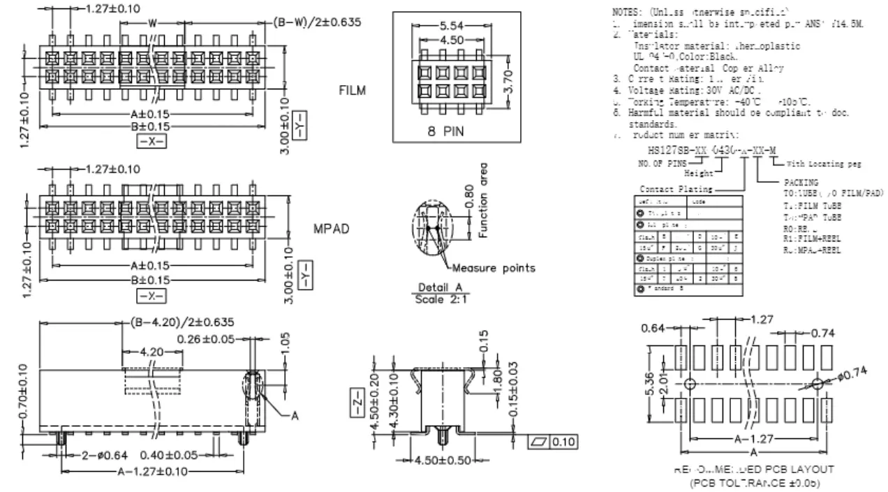 1.27mm Pitch Socket/Double Rows/SMD/H: 4.3mm