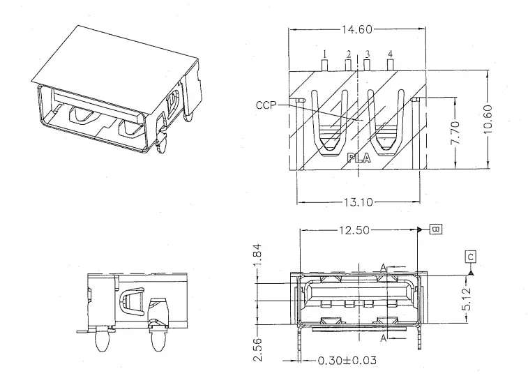 USB 2.0 Type A DIP
