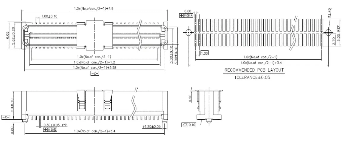 1.0mm board to board male connector