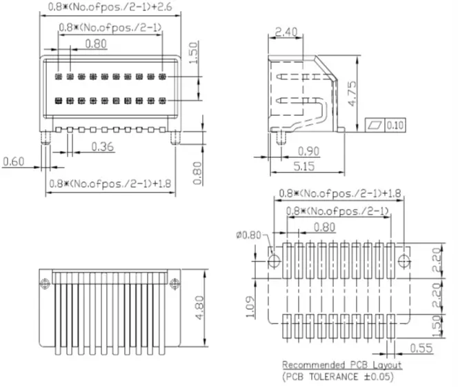 0.8 right angle board to board connector