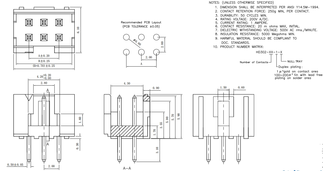 2.0mm DIP/THT/Double Row/Box Pin Header